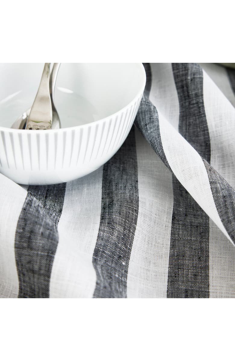 Solino Home Linen Table Throw - Sorrento Stripe, 52" x 52", 52" x 52", Alternate, color, Black And White