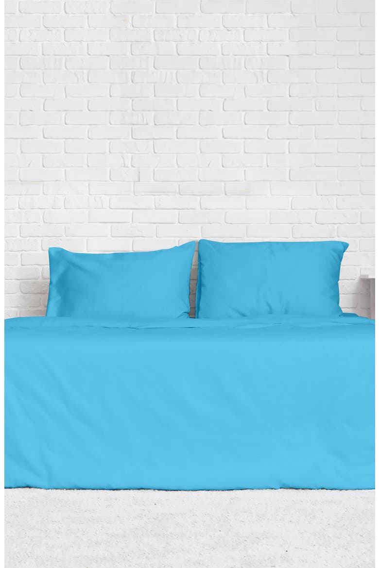 Solid Sky Blue Microfiber Duvet Cover Set, Alternate, color, SKY BLUE
