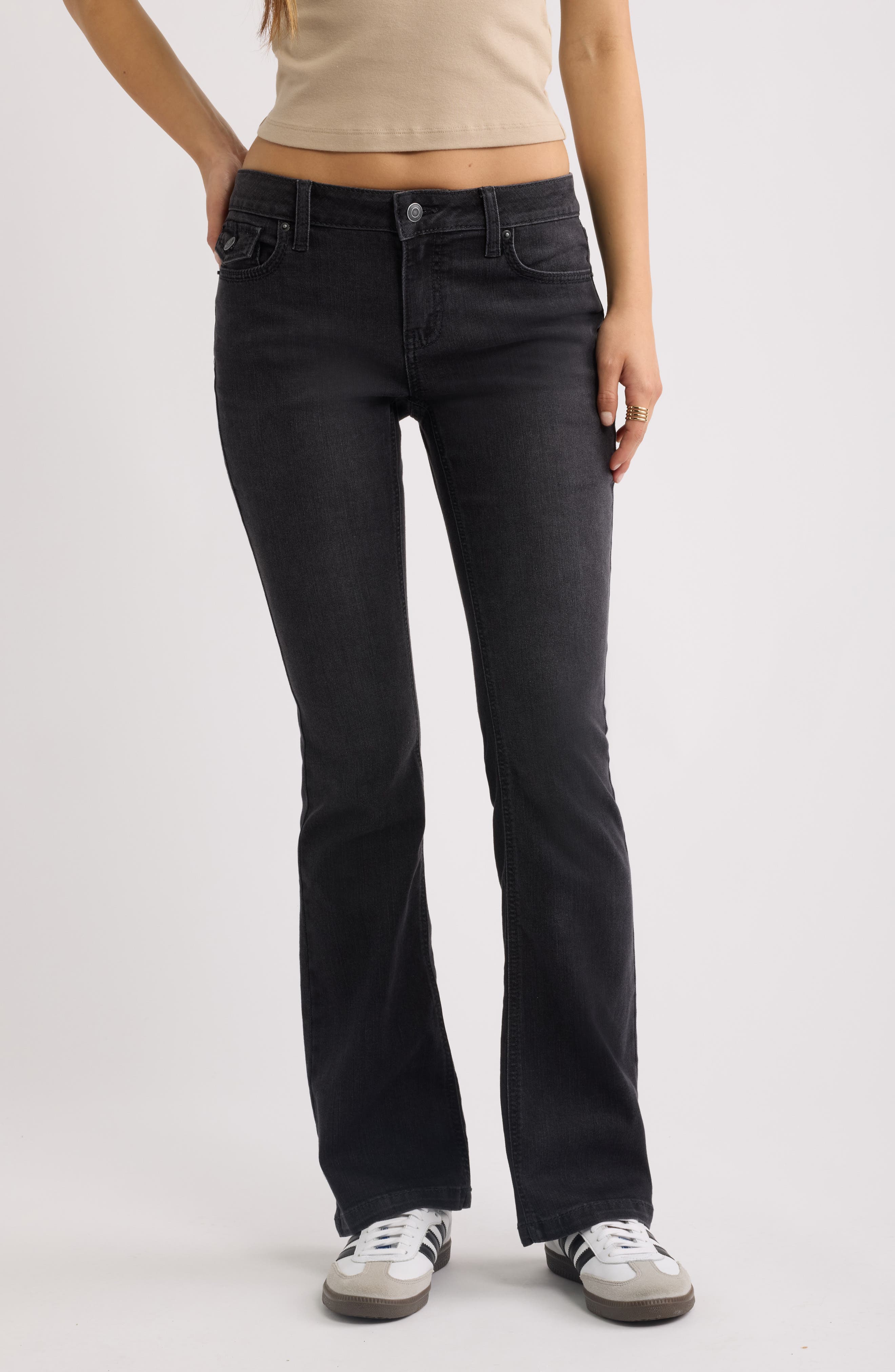 Bp. Low Rise Bootcut Jeans In Washed Black