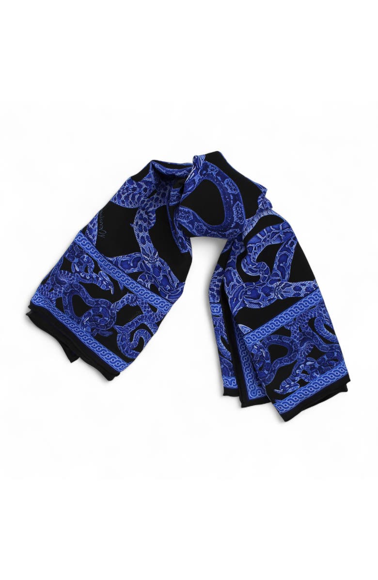 Monzlapur Silk Serpent Noir Scarf, Alternate, color, Electric Blue