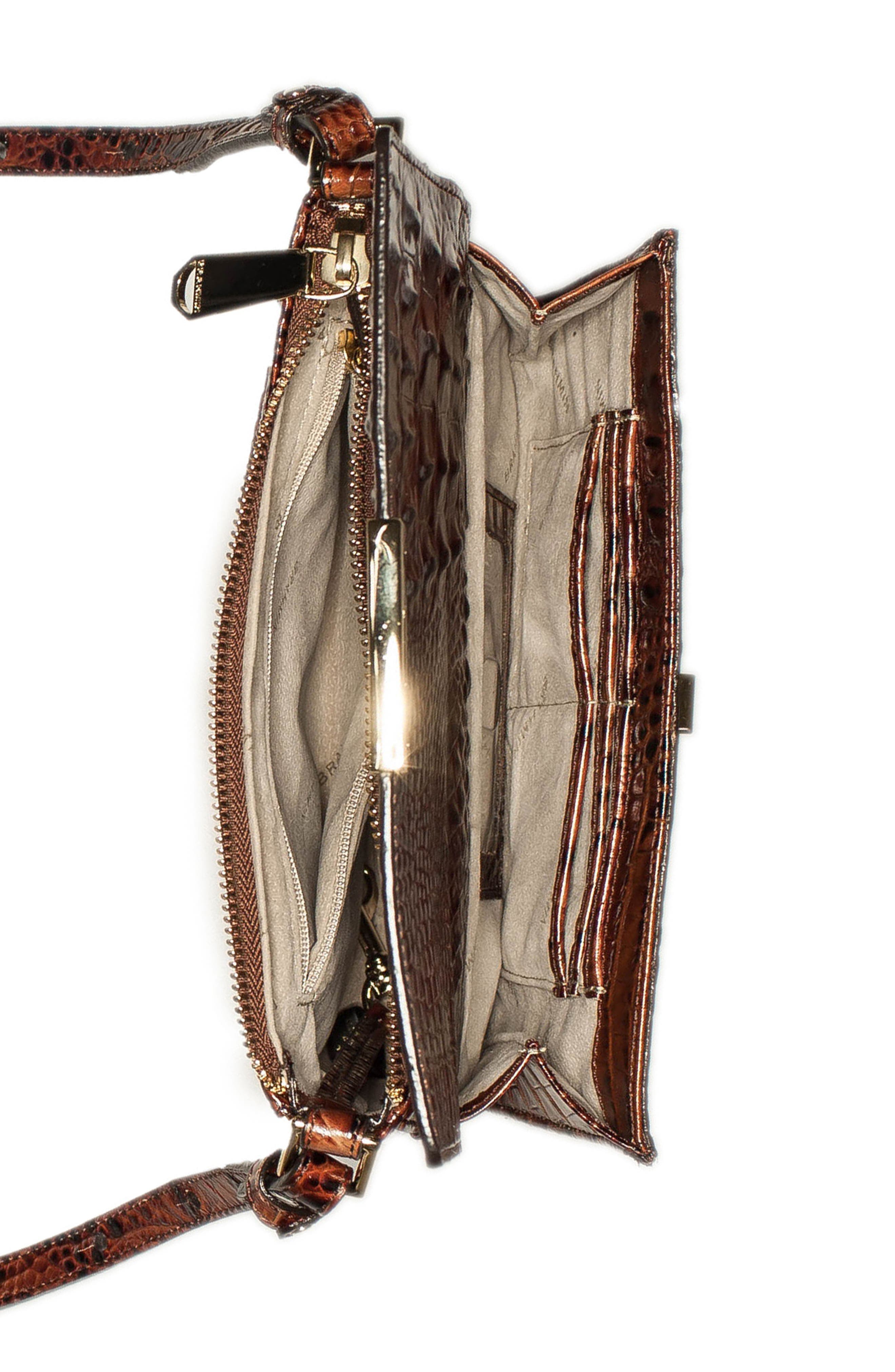 Melbourne Manhattan Croc Embossed Leather Crossbody Bag, Alternate, color, PECAN
