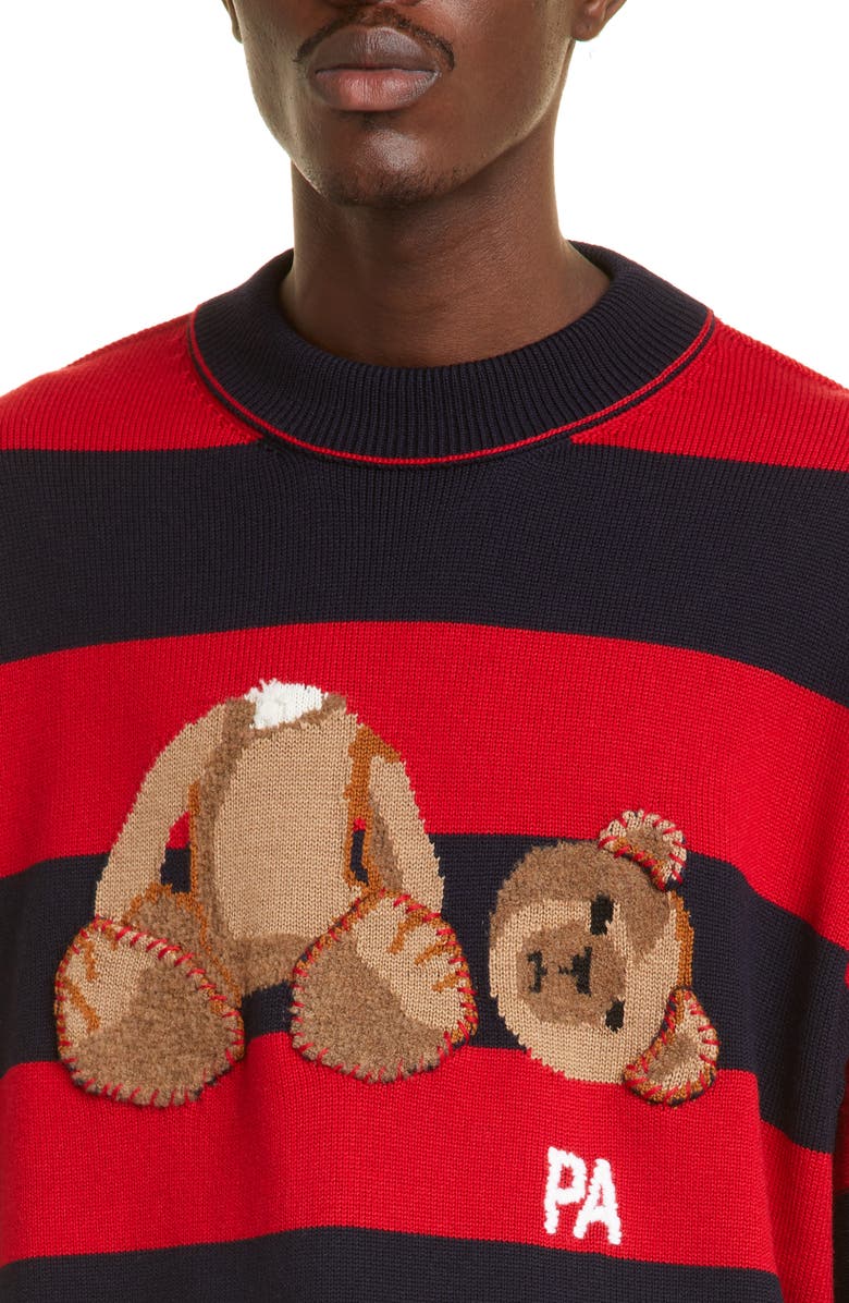 Palm Angels Bear Stripe Wool Sweater, Alternate, color,