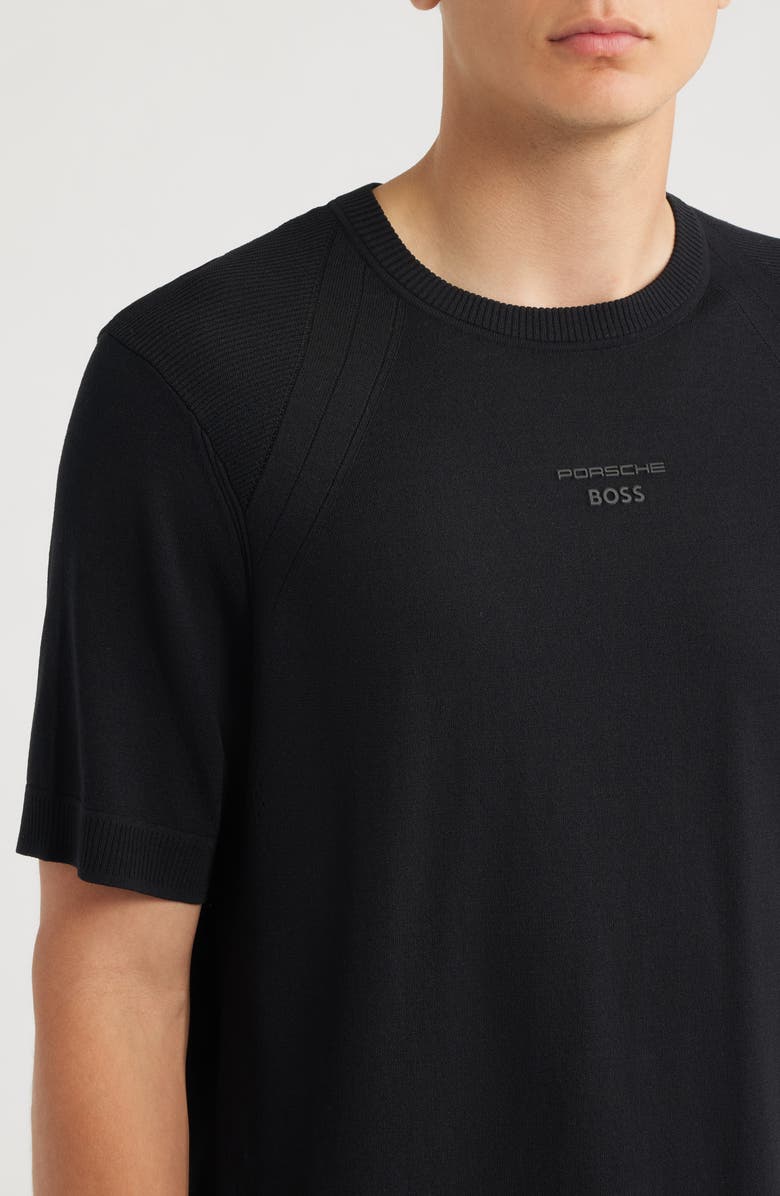 BOSS Porsche Spirit 70 Logo Short Sleeve Sweater, Alternate, color, Black