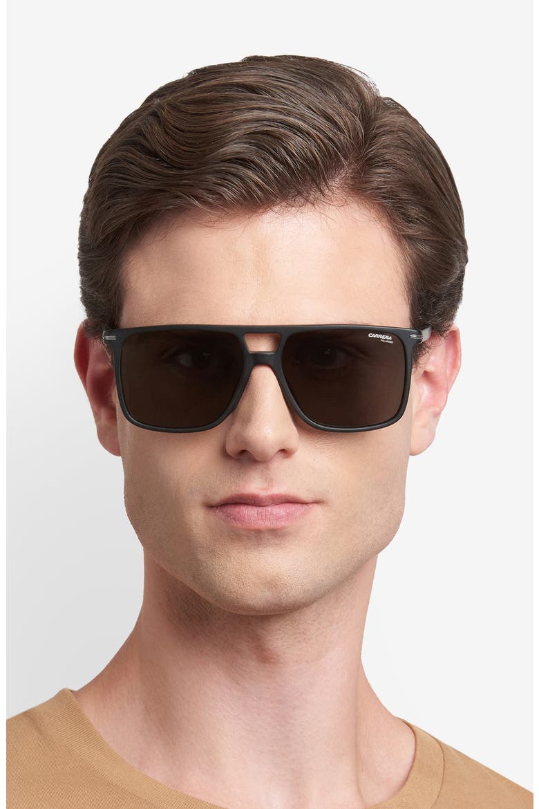 59mm Polarized Navigator Sunglasses, Alternate, color, MATTE BLACK/ GREY PZ
