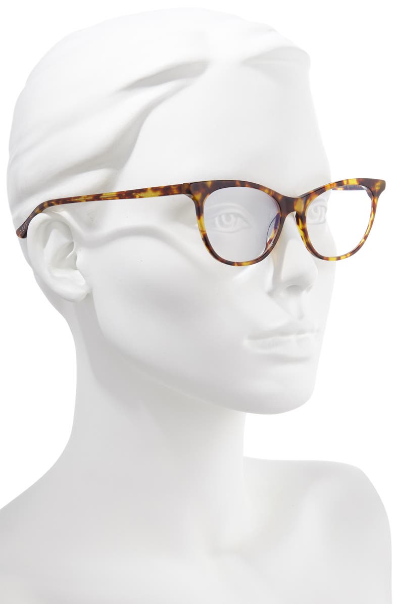 DIFF Jade 51mm Blue Light Blocking Cat Eye Glasses, Alternate, color, Amber Tortoise/ Clear