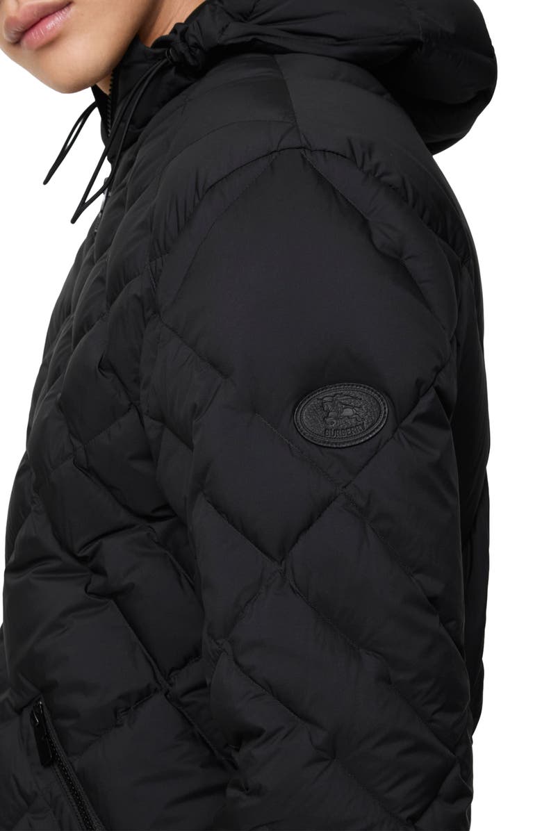 Burberry Doversgreen Check Quilted Hooded Down Puffer Jacket, Alternate, color, Black
