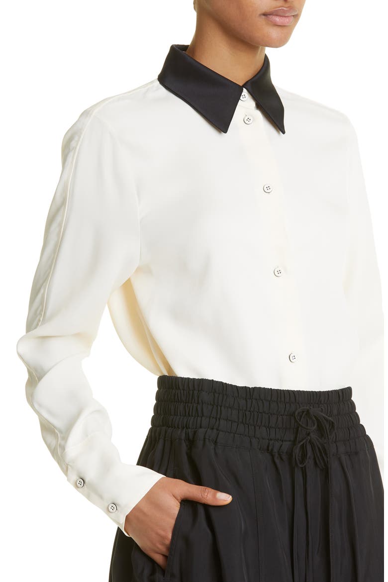 Relaxed Fit Contrast Collar Button-Up Shirt, Alternate, color, LIGHT PINK