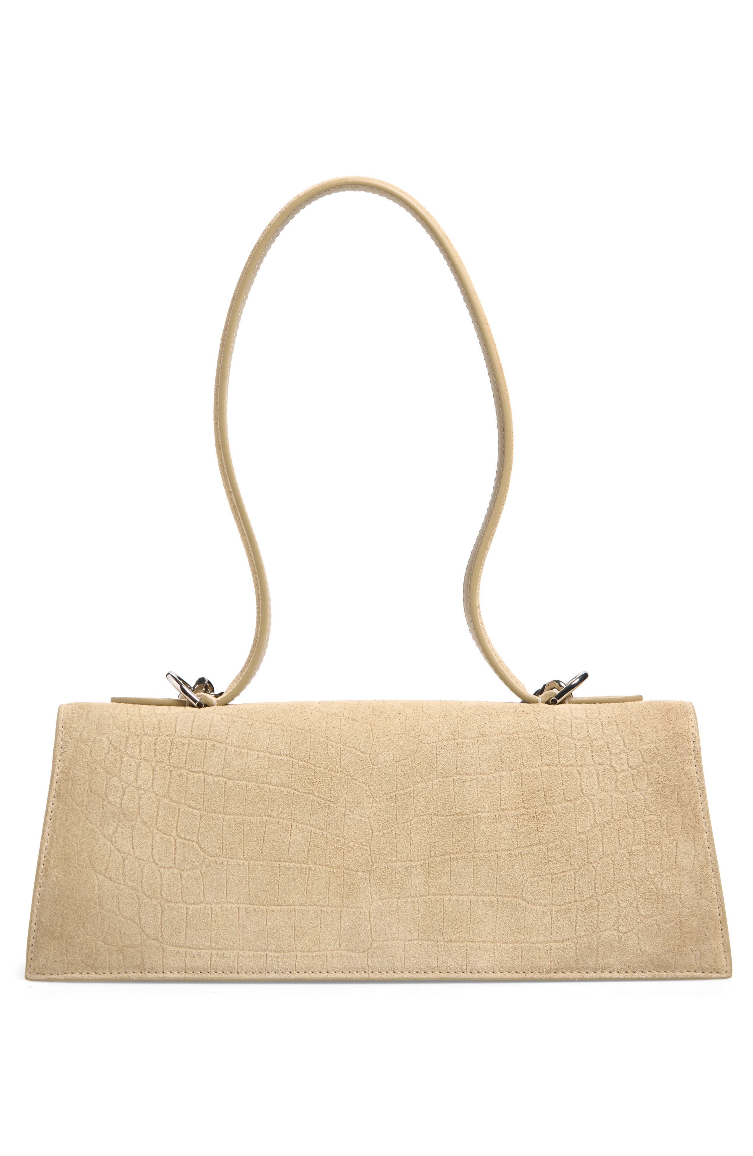 Jeweled Croc Embossed Suede Top Handle Bag, Alternate, color, ZINC