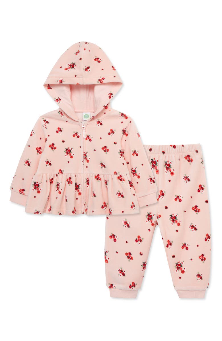 Little Me Rose Fleece Hoodie & Joggers Set, Alternate, color,
