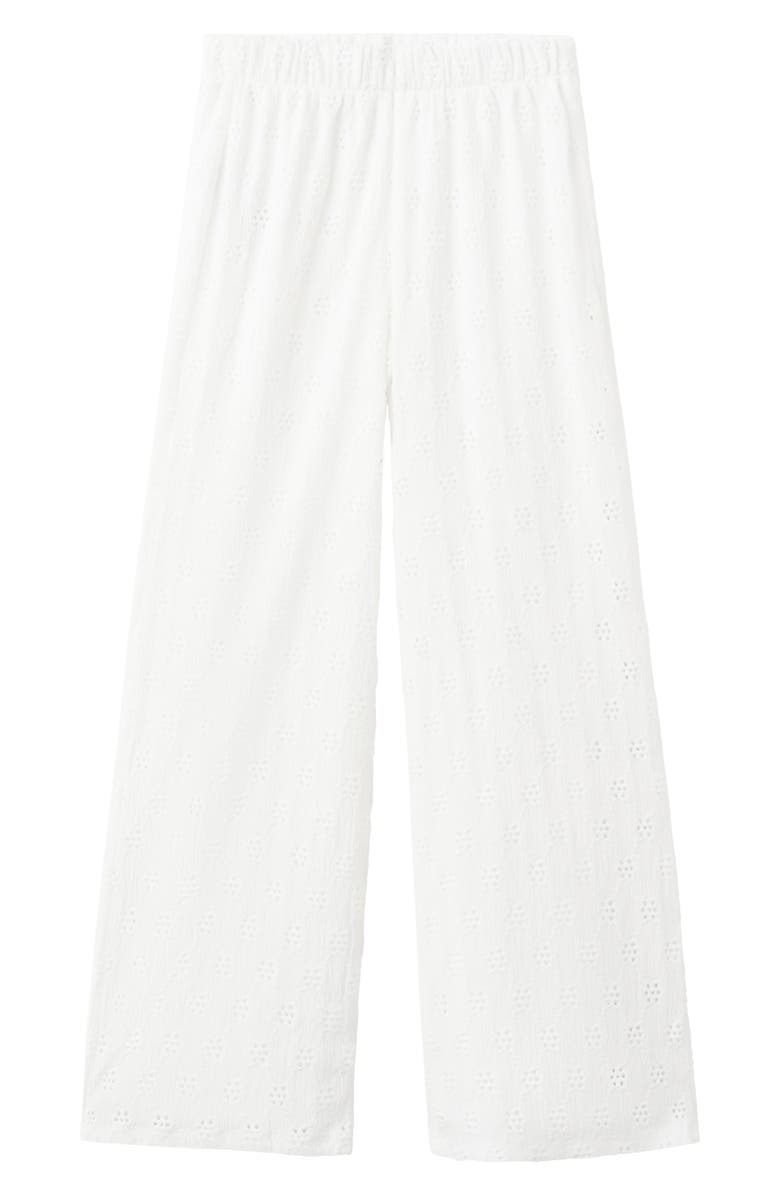MANGO TEEN Embroidered Eyelet Straight Leg Pants, Alternate, color, 
