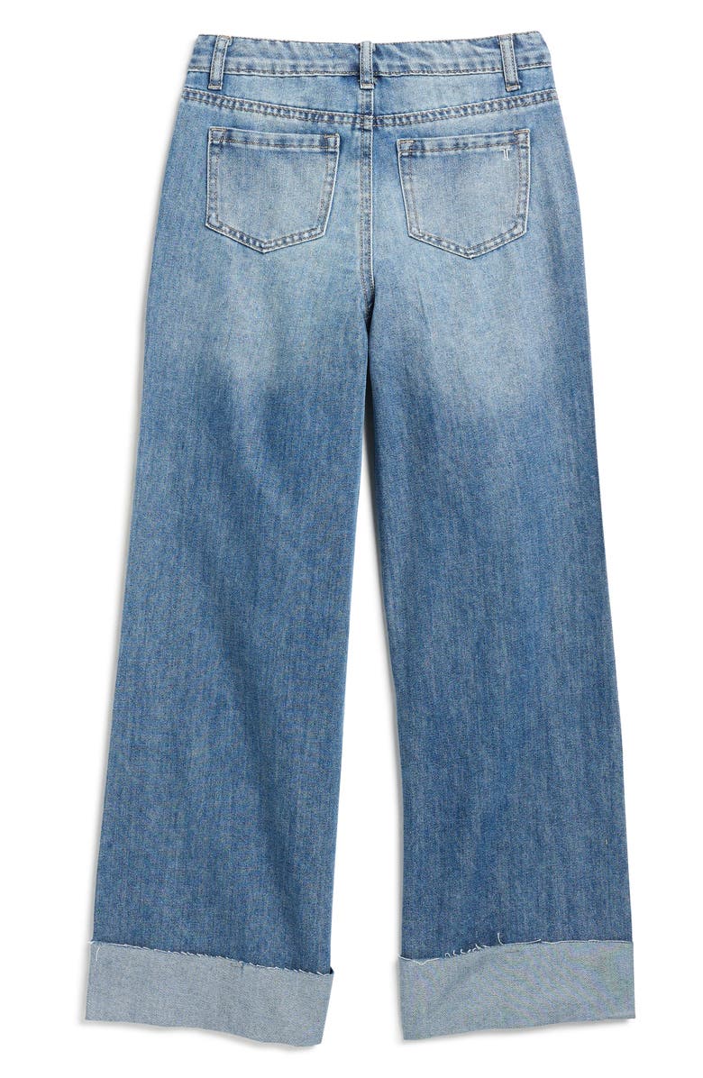 Tractr Kids' Cuffed Wide Leg Jeans, Alternate, color, Indigo