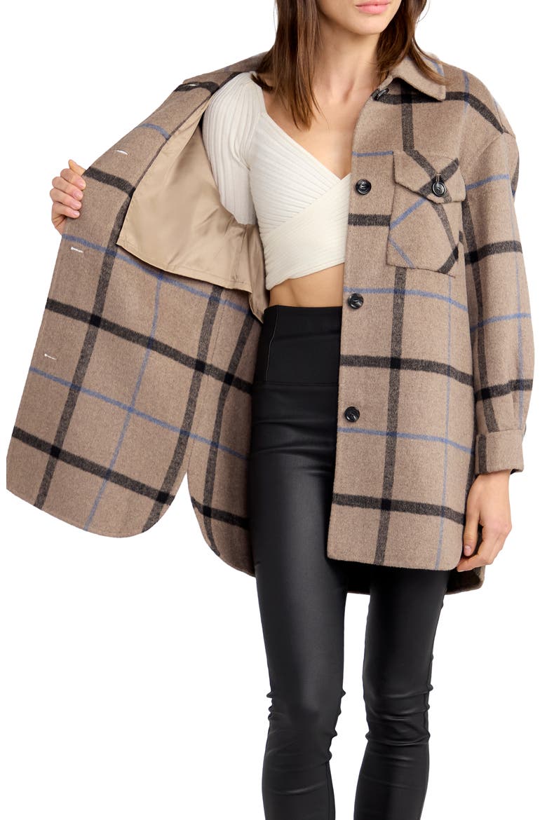 Back Together Belted Wool Blend Shacket, Alternate, color, OAT PLAID