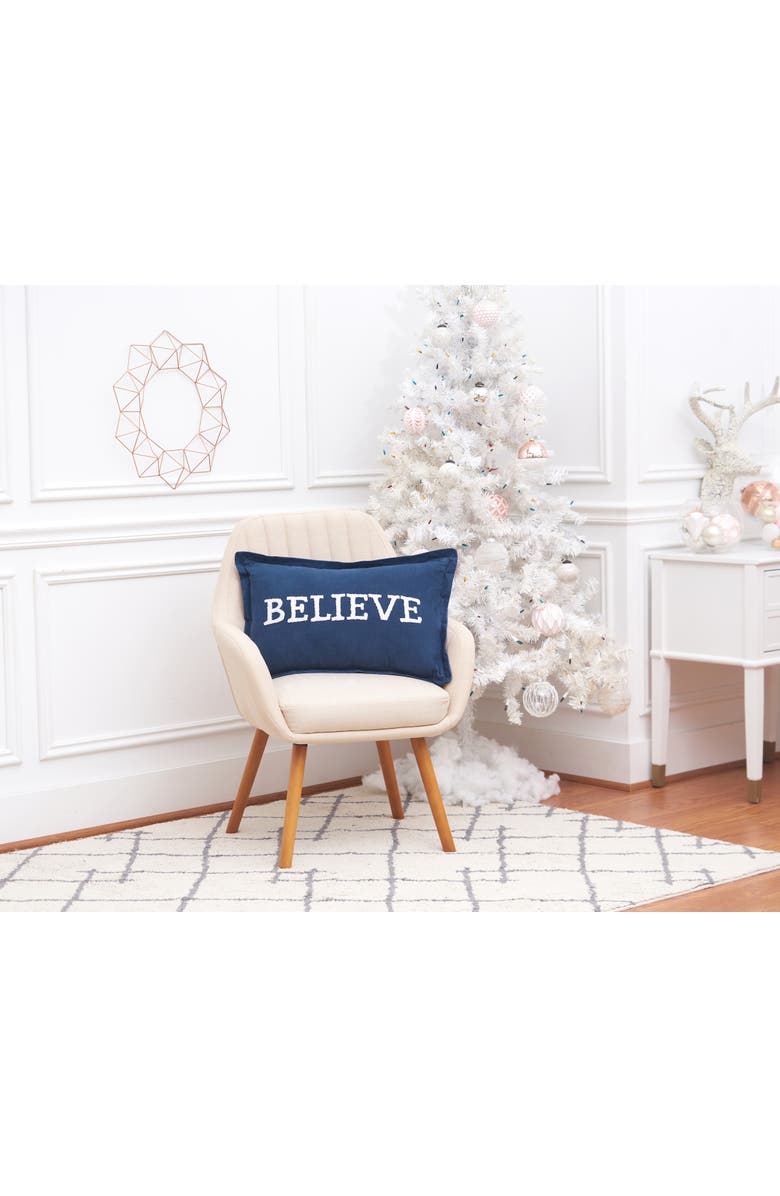 C&F Home Christmas Jolly Solid Typographical Decorative Throw Pillows, Alternate, color, Blue
