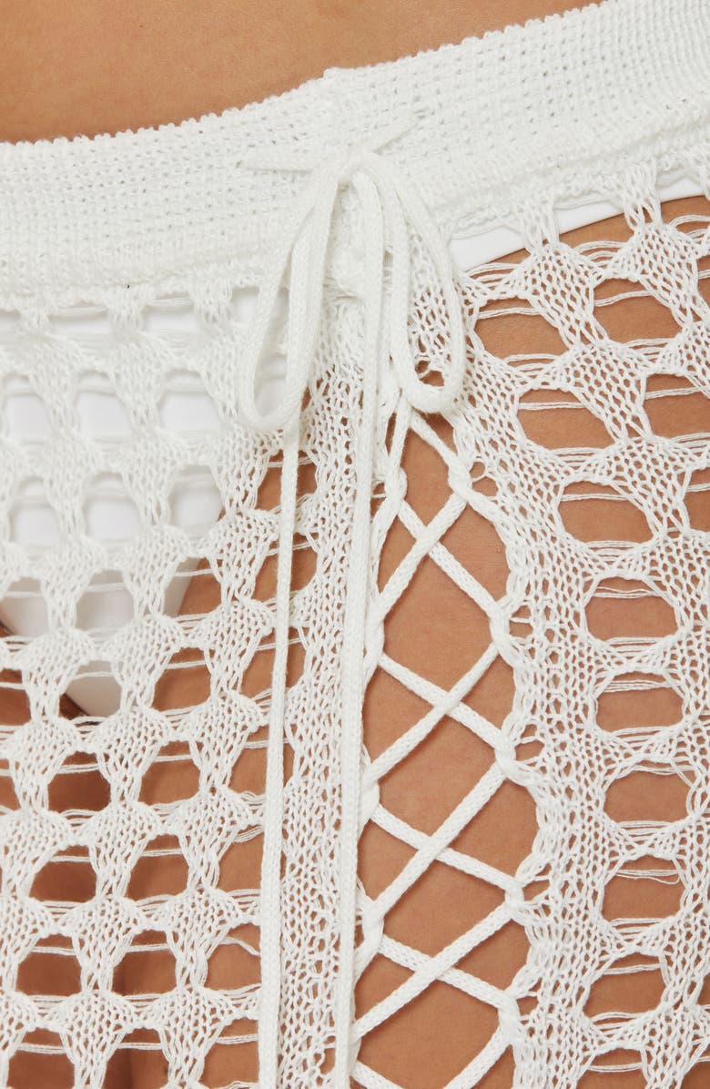 Becca Venica Open Knit Cover-Up Skirt, Alternate, color, White