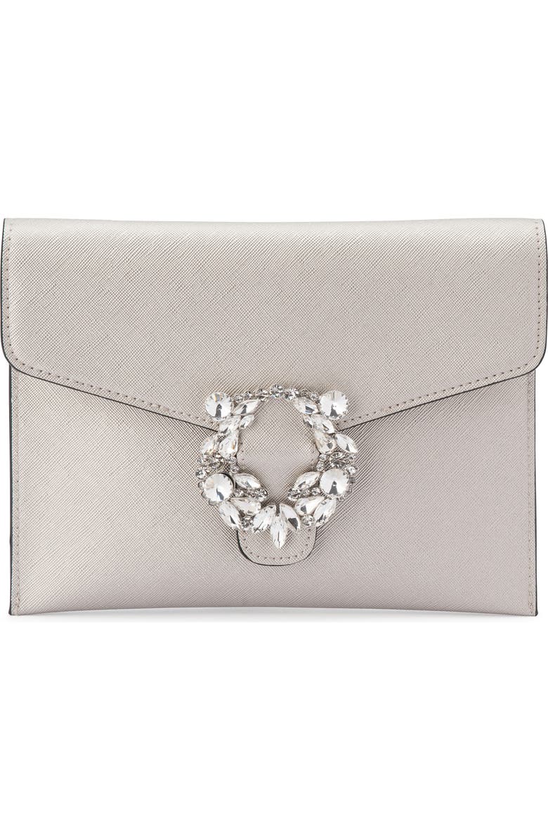 Olga Berg Annalee Crystal Trim Clutch, Main, color,