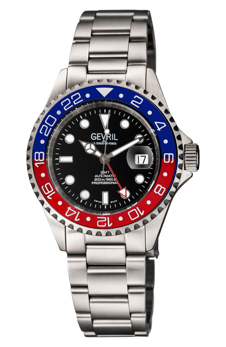 GEVRIL Wall Street Chronograph Bracelet Watch, 43mm, Main, color, 