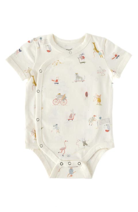 Jungle Gym Print Wrap Organic Cotton Bodysuit (Baby)