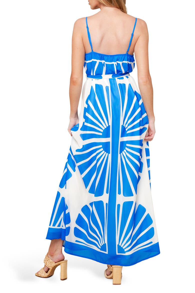 Print Tie Waist Maxi Dress, Alternate, color, BLUE/ WHITE