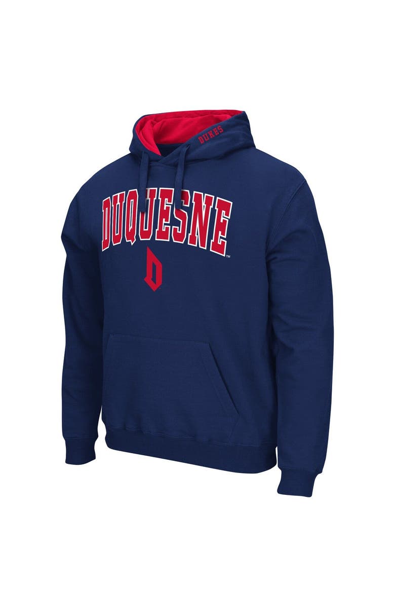 COLOSSEUM Men's Colosseum Navy Duquesne Dukes Arch & Logo 3.0 Pullover Hoodie, Alternate, color, Navy
