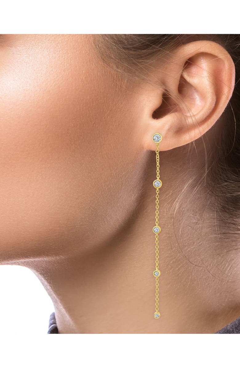 CZ by Kenneth Jay Lane Cubic Zirconia Station Drop Earrings, Alternate, color, Gold Plated