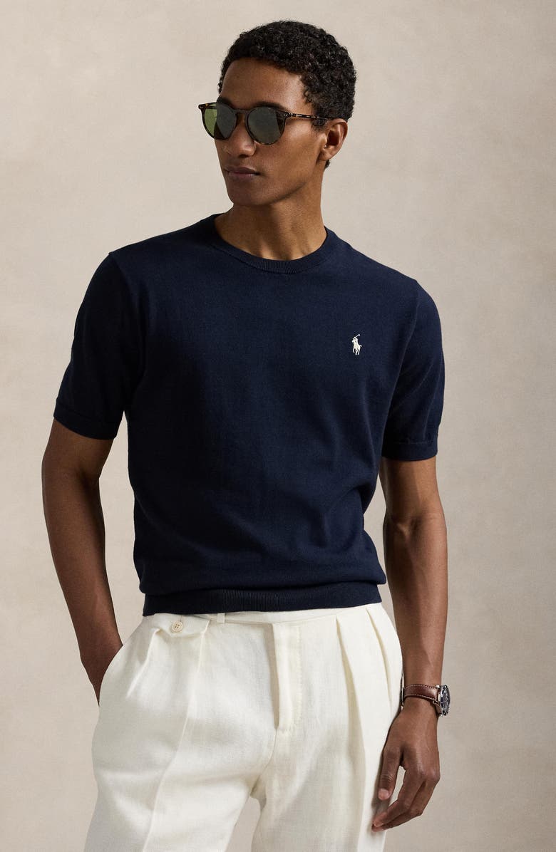 Polo Ralph Lauren Short Sleeve Cotton Crewneck Sweater, Alternate, color, 