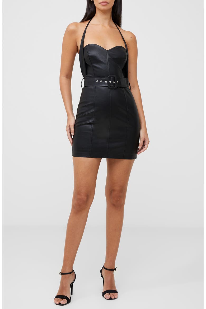 Claudia Faux Leather Body-Con Minidress, Main, color, BLACK