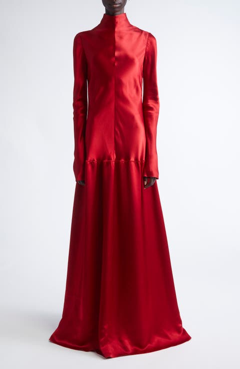 Mila Bias Cut Long Sleeve Gown