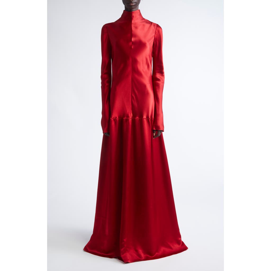 Fforme Mila Bias Cut Long Sleeve Gown In Black