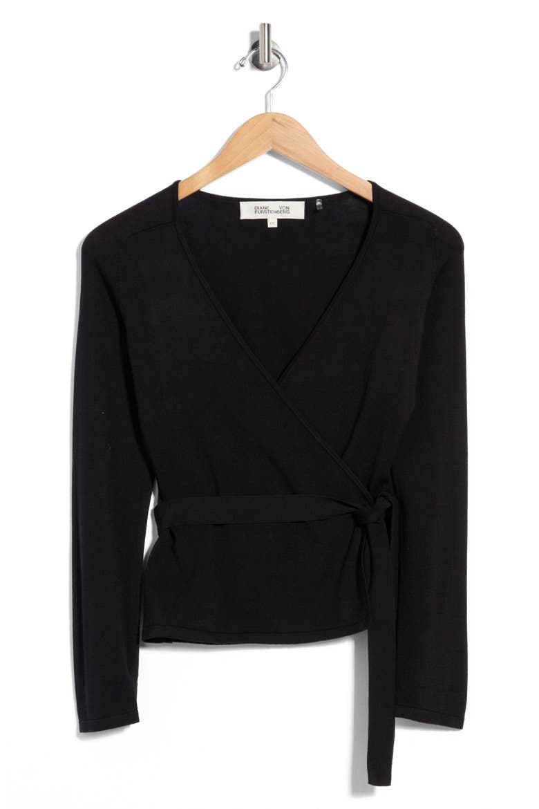 Ratana Silk Blend Wrap Sweater, Alternate, color, BLACK