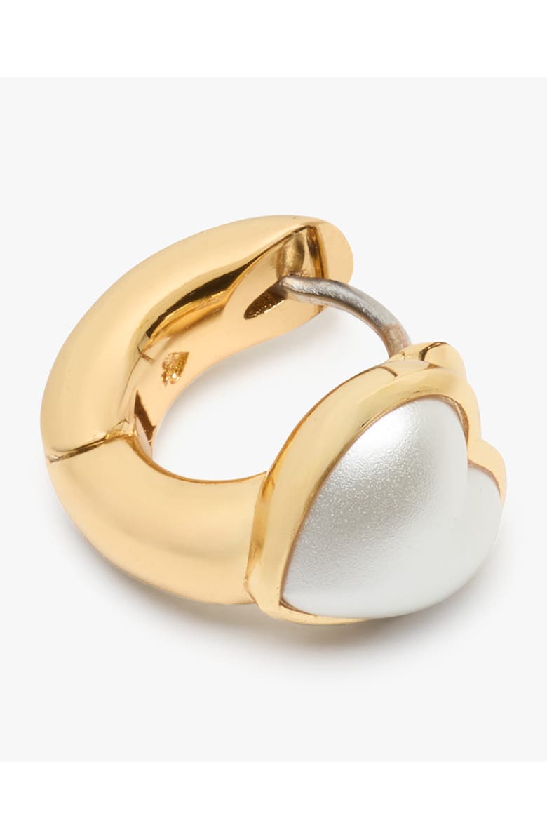 Kate Spade New York keep sparkling heart huggie hoop earrings, Alternate, color, Cream/ Gold