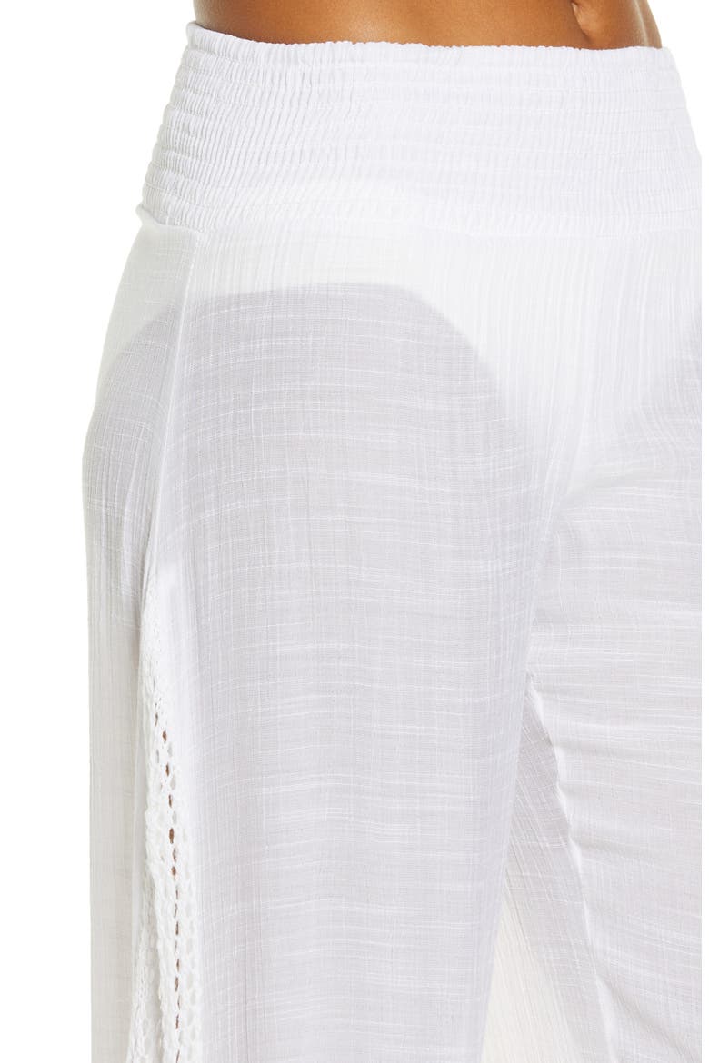 Crochet Trim Wide Leg Cover-Up Pants, Alternate, color, WHITE
