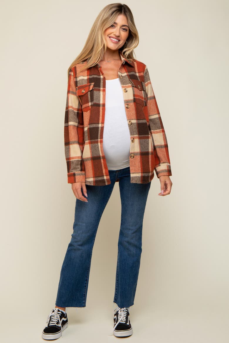 Plaid Shirt Jacket, Alternate, color, Rust