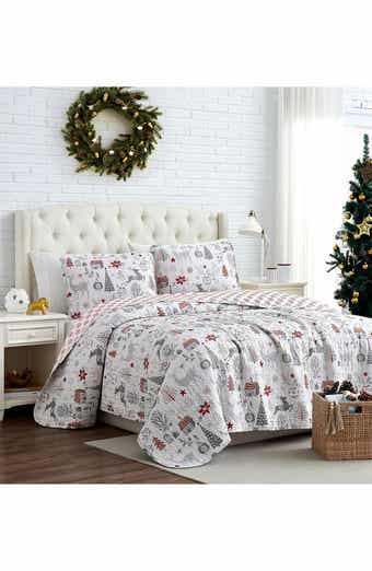 SOUTHSHORE FINE LINENS Holly Jolly Lane Oversized Holiday Quilt Set