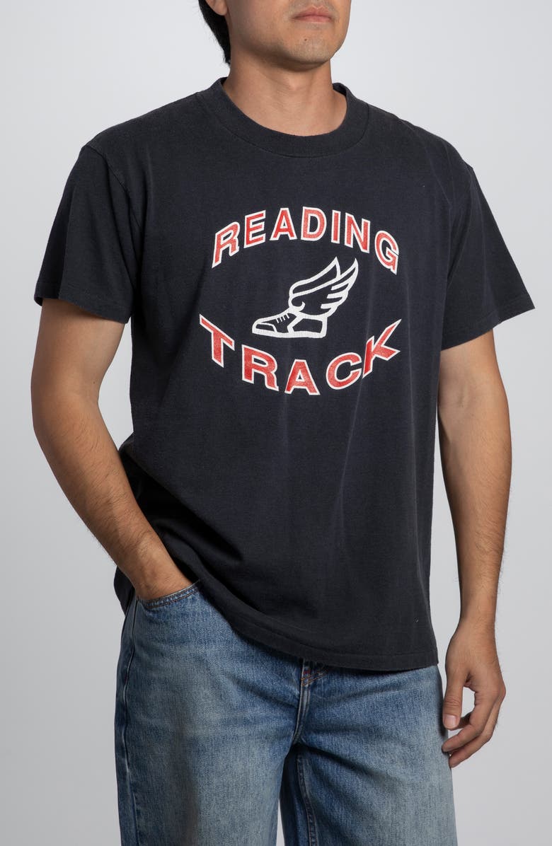 Elwood Vintage Reading Track Tee, Main, color, Black