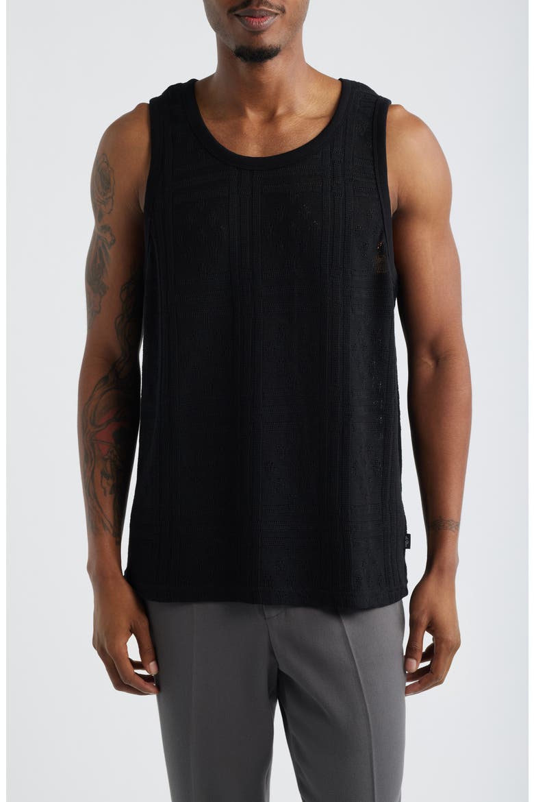 Huxley Cotton Blend Pointelle Tank, Main, color, BLACK