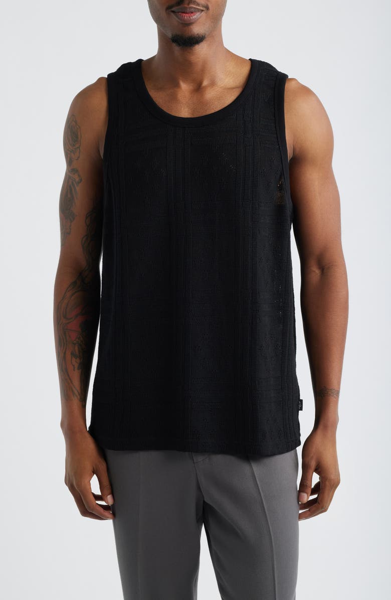 Les Deux Huxley Cotton Blend Pointelle Tank, Main, color, Black