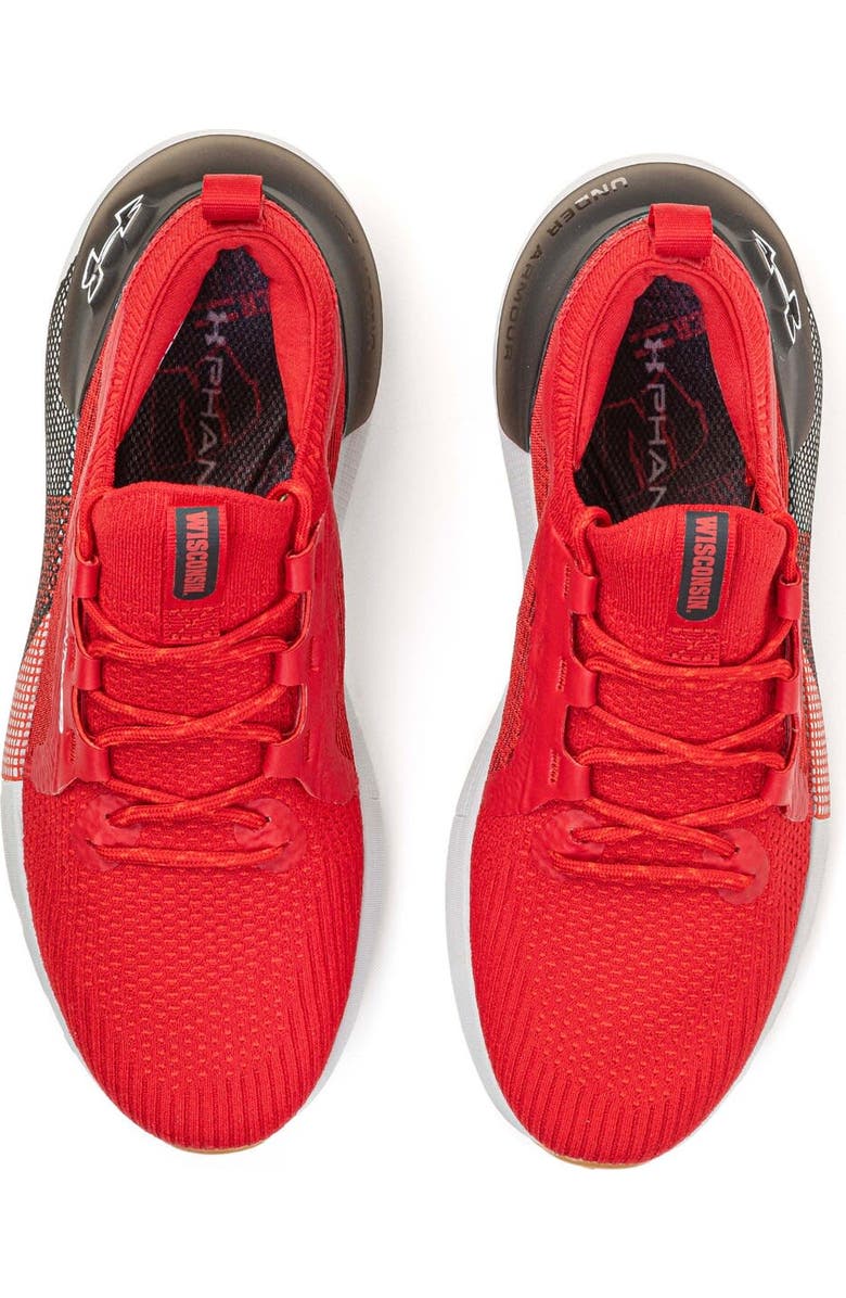 Under Armour Men's Under Armour Red Wisconsin Badgers HOVR Phantom 3 Running Shoes, Alternate, color,