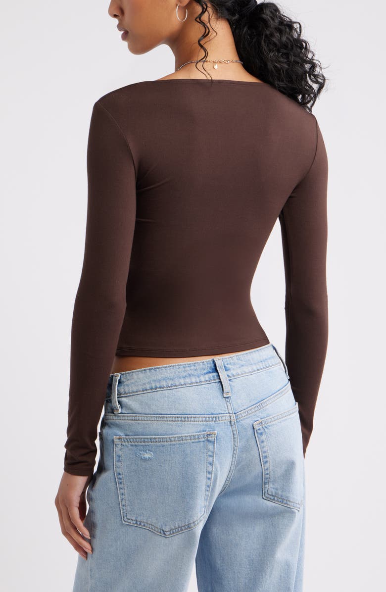 BP. Long Sleeve Square Neck T-Shirt, Alternate, color, Brown Coffee