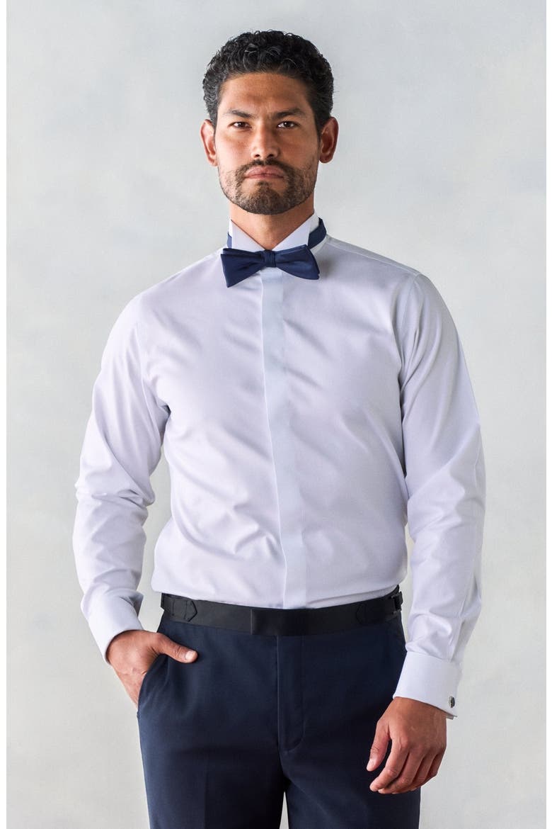 Wing Collar Fly Front Extra Slim Dress Shirt, Main, color, White