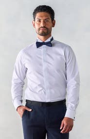 THE BLACK TUX Classic Wing Collar Fly Front Dress Shirt