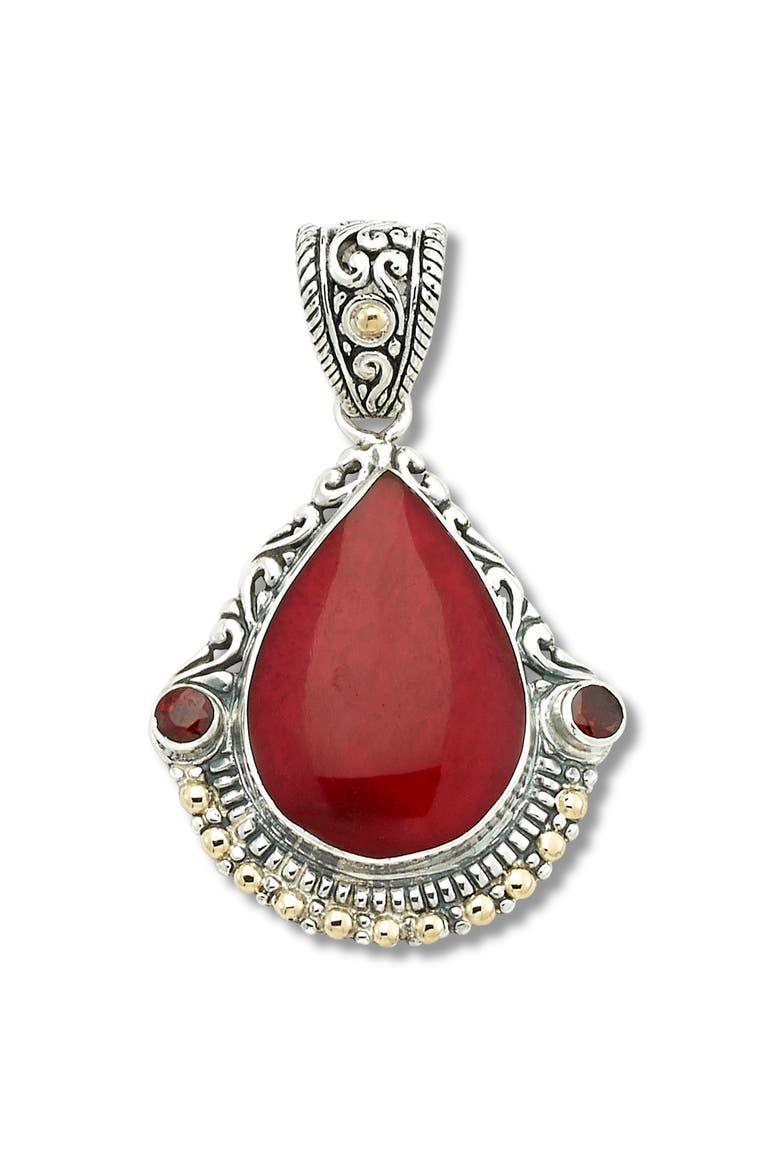 Coral & Garnet Two-Tone Pendant, Main, color, RED