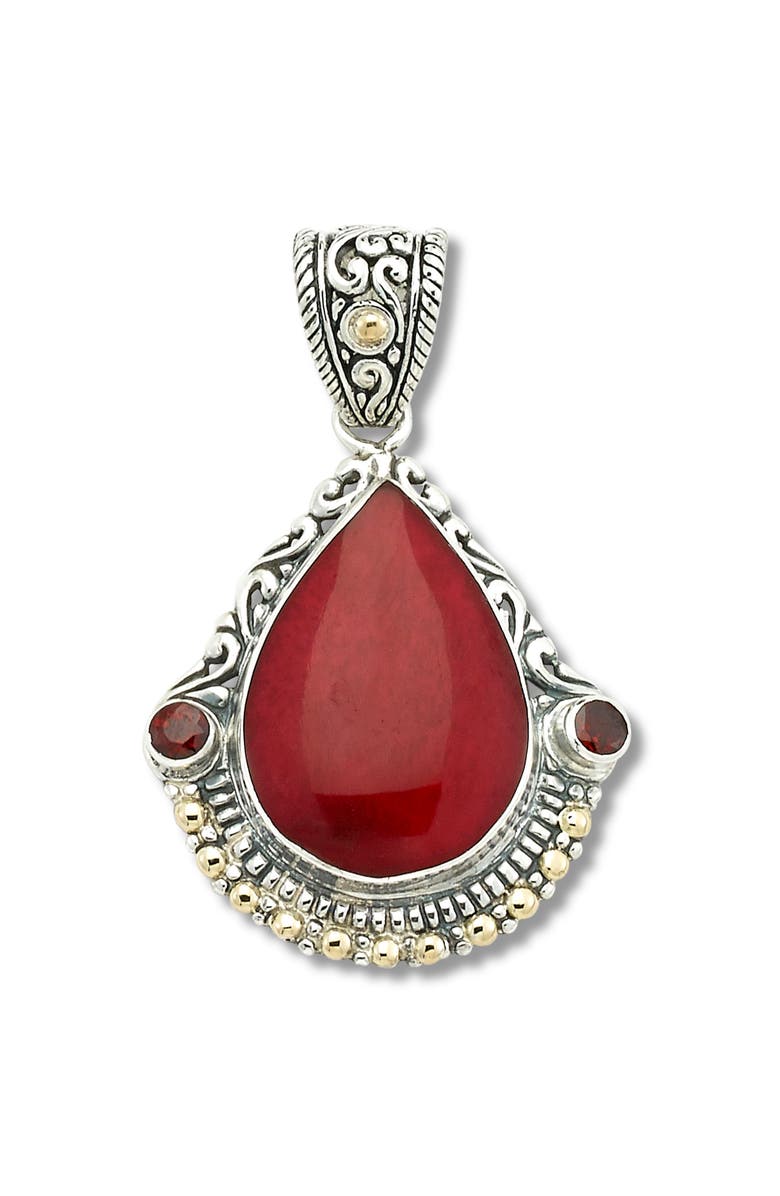 SAMUEL B. Coral & Garnet Two-Tone Pendant, Main, color, Red