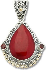 SAMUEL B. Coral & Garnet Two-Tone Pendant