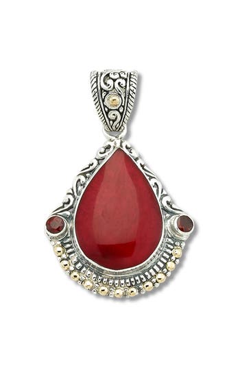 Samuel B. Coral & Garnet Two-tone Pendant