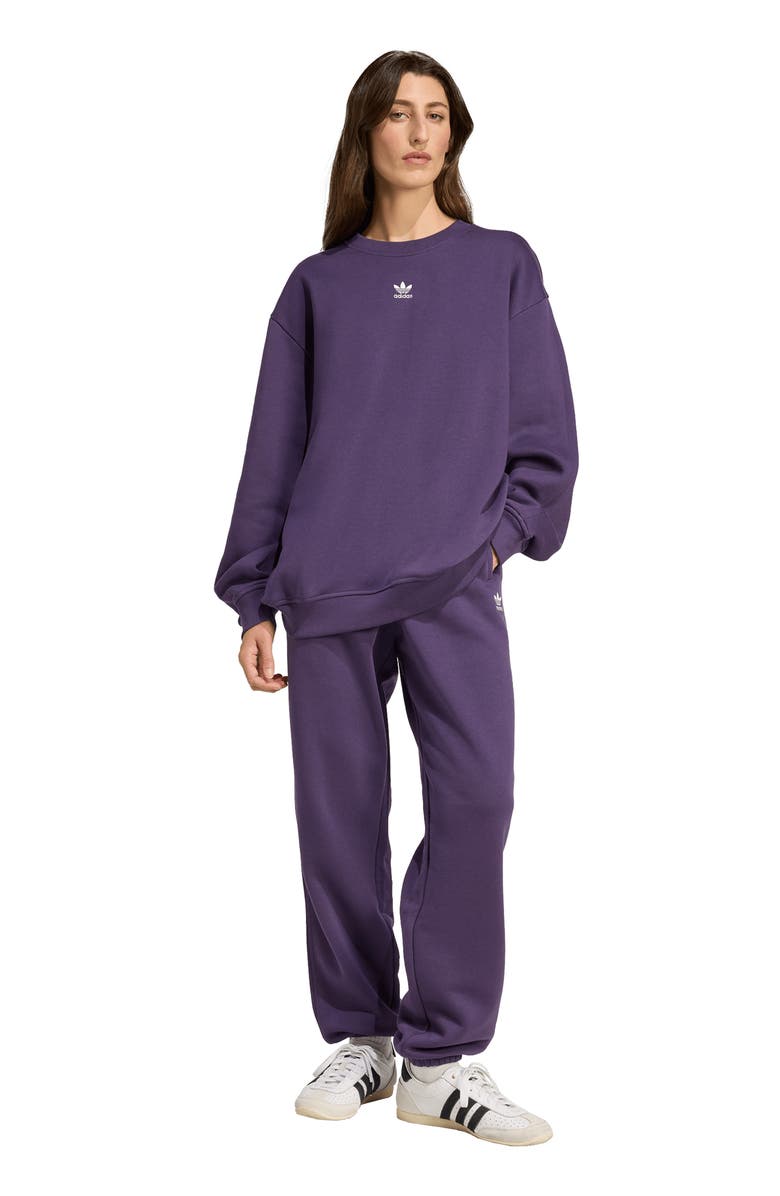 adidas Essential Crewneck Fleece Sweatshirt, Alternate, color, Aurora Plum