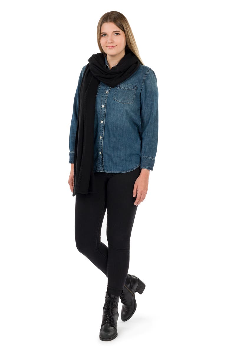 Patricia Nash Contrast Stitch Knit Ruana, Alternate, color, Black