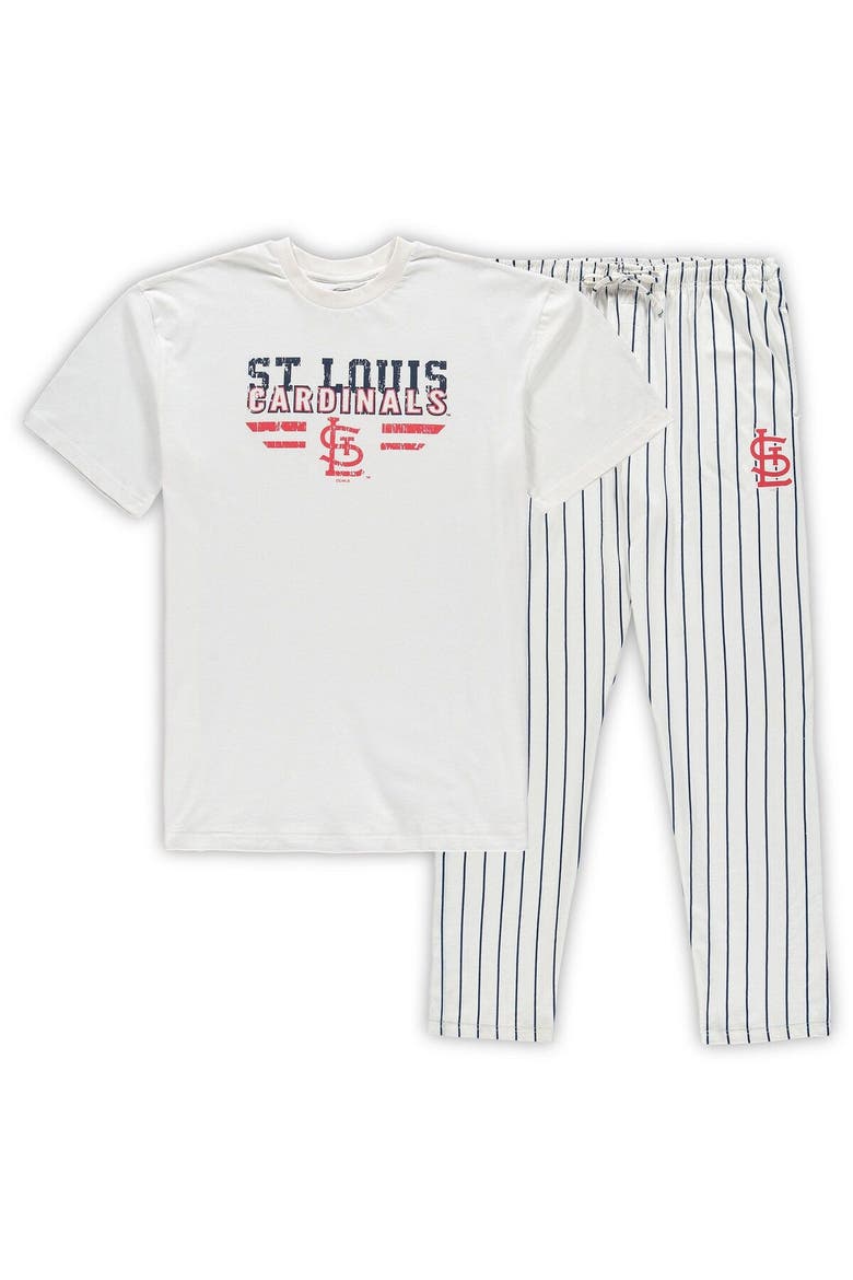 Men's Concepts Sport White/Navy St. Louis Cardinals Big & Tall Pinstripe Sleep Set, Main, color, White
