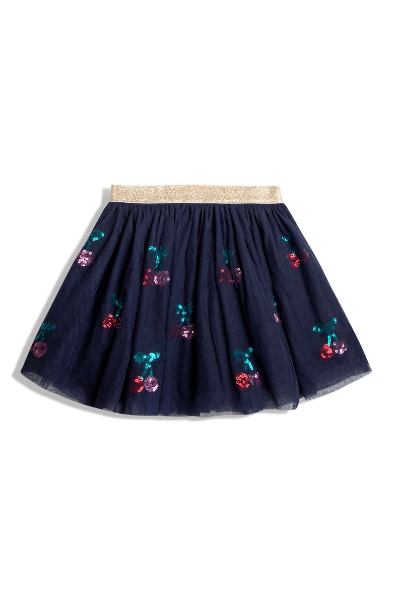 Kids' Cherry Embroidered Cotton Sweatshirt & Skirt Set, Alternate, color, NAVY