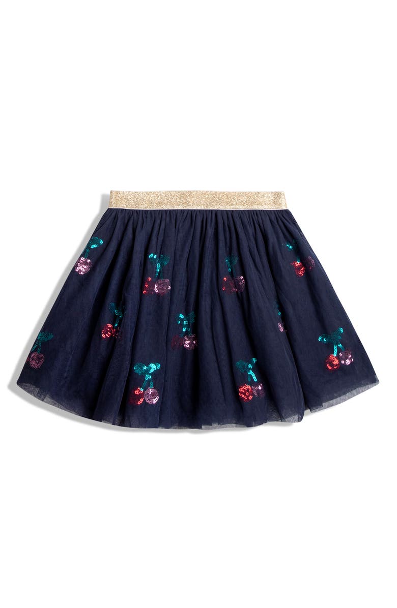 JOJO MAMAN BEBE Kids' Cherry Embroidered Cotton Sweatshirt & Skirt Set, Alternate, color, Navy