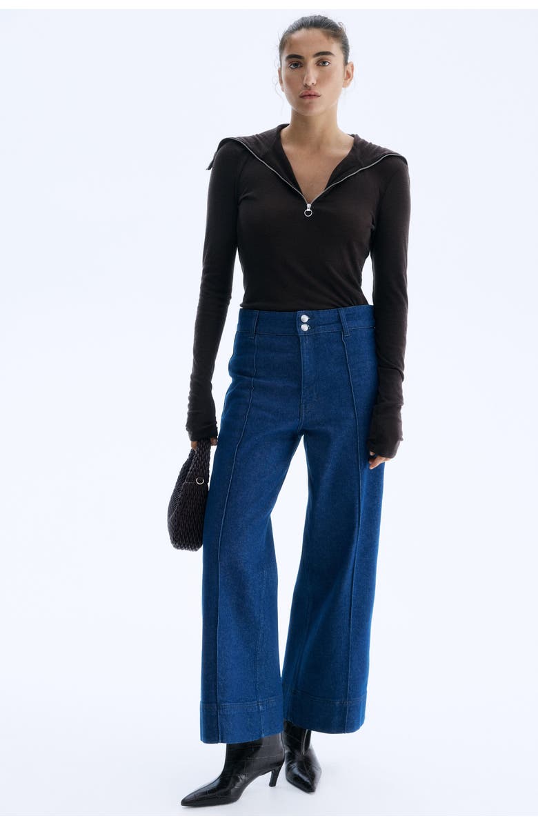 H&M Wide High Ankle Jeans, Main, color, Blue
